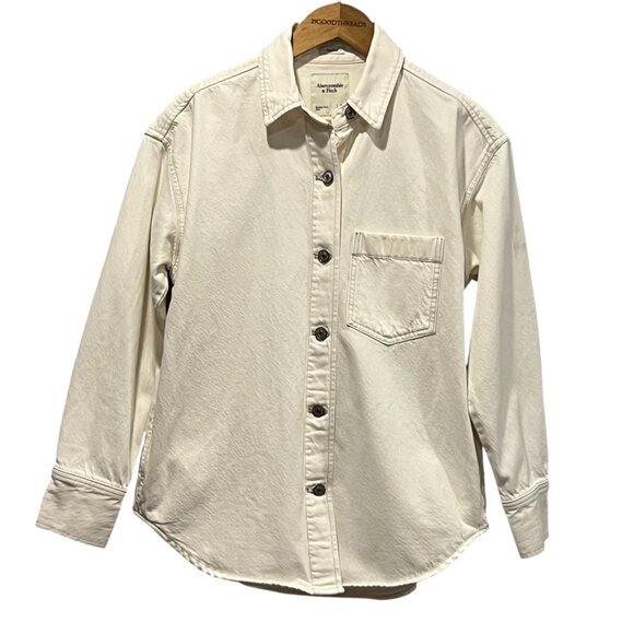 Abercrombie Oversized Denim Shacket, NWT, Cream, S - Picture 11 of 11
